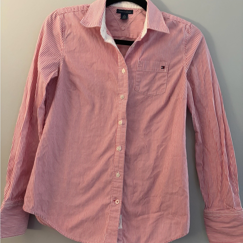 Vintage Tommy Hilfiger Red and White Striped Shirt